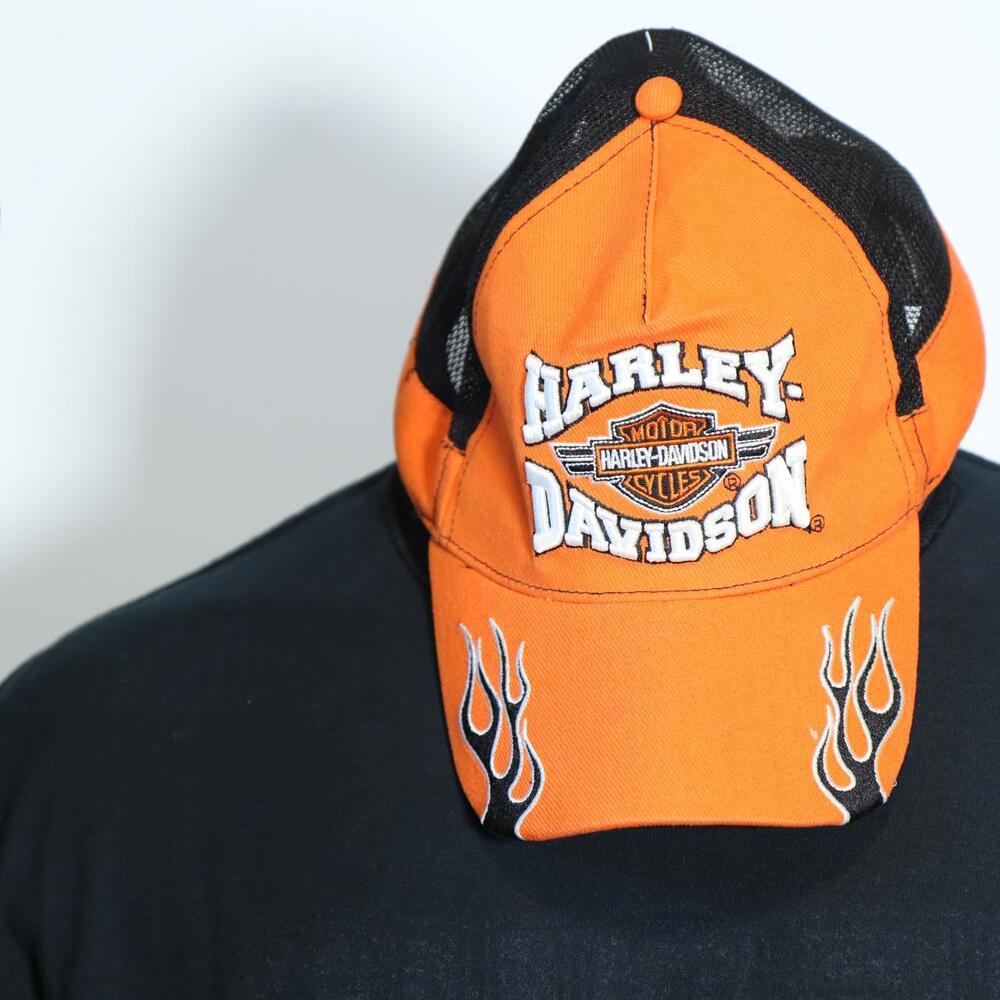 Harley Davidson Men's Orange and Black Hat